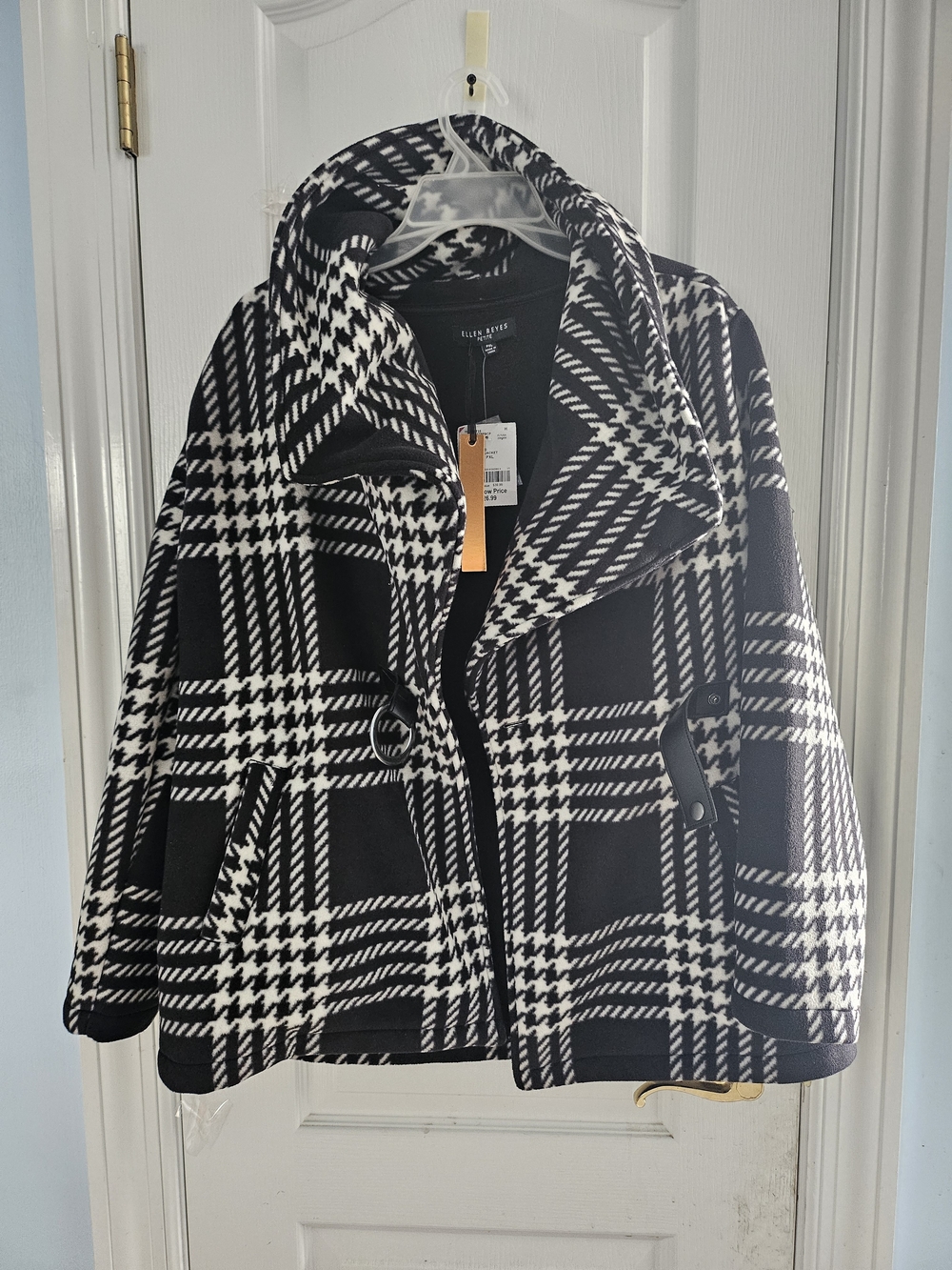 Black & White Plaid Pea Coat